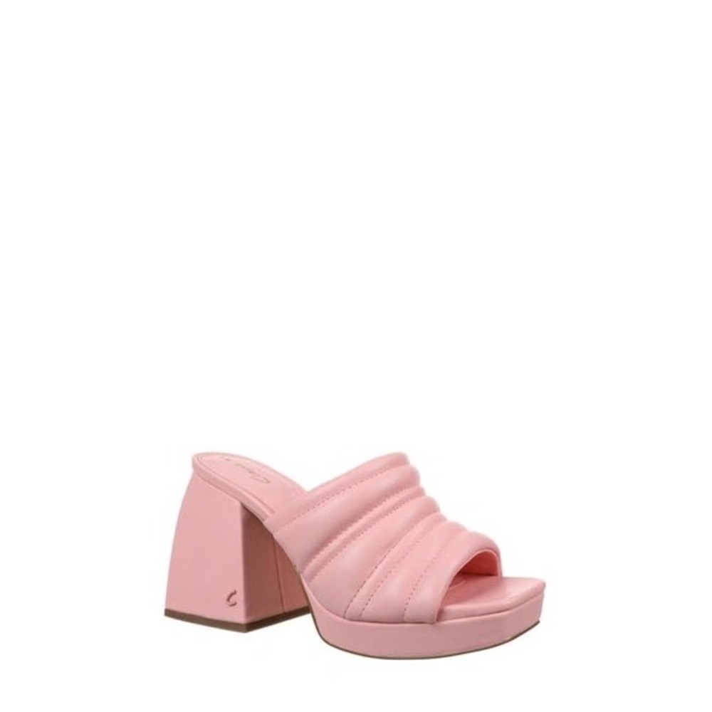 Circus NY by Sam Edelman Pink Puffy Quilted Platform Block Heel Mules Size 8.5M